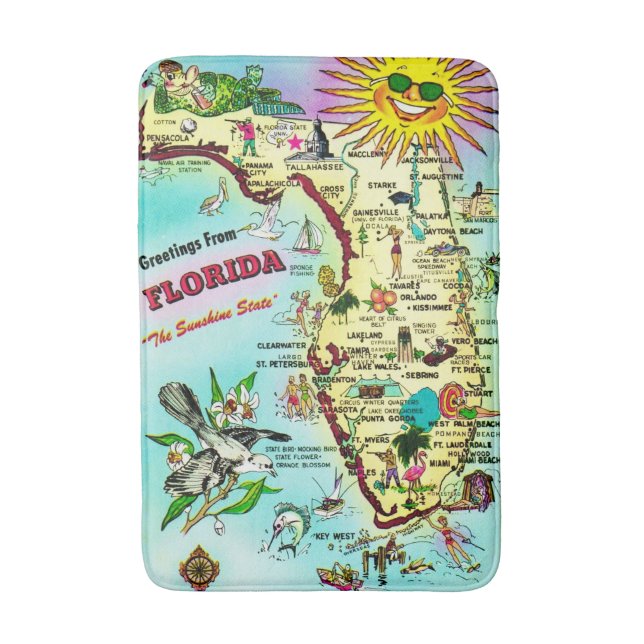 Colourful Florida Greetings  Bath Mat (Front Vertical)