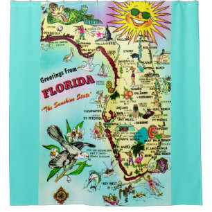 Colourful Florida Greetings Shower Curtain
