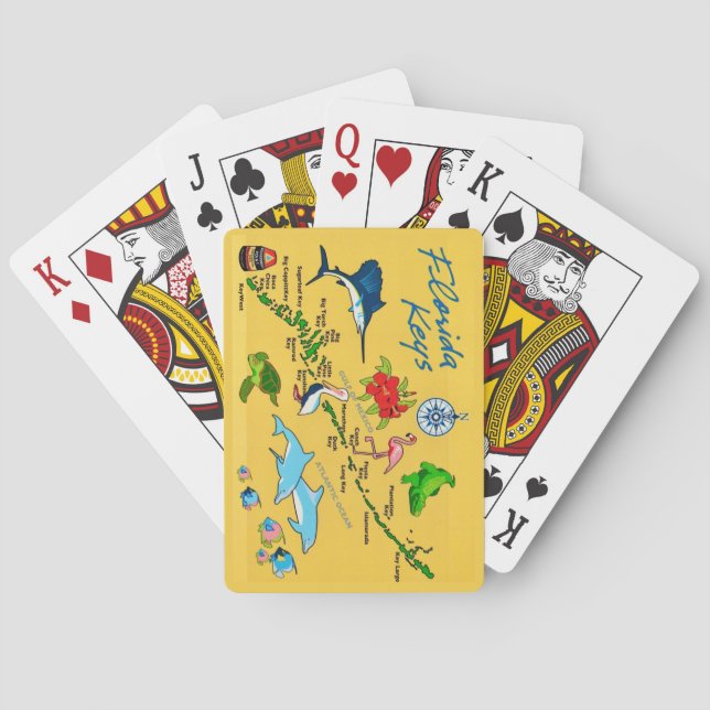 Colourful Florida Keys Map Playing Cards (Back)