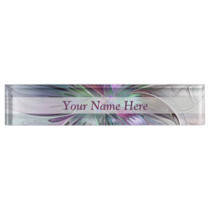 Colourful Flower Abstract Floral Fractal Art Text Nameplate