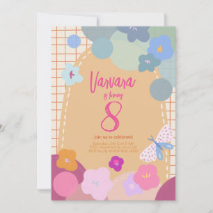Colourful Flower Arch Birthday Girl Invitation