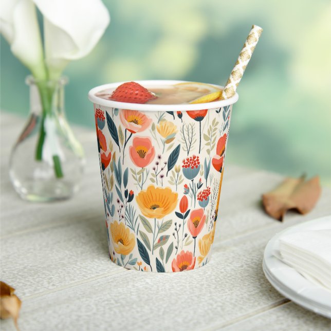 Colourful Flower Art Paper Cups (Insitu)