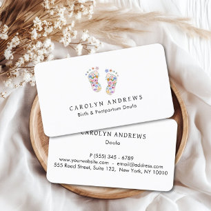 Colourful Flower Baby Footprint Logo  Business Card