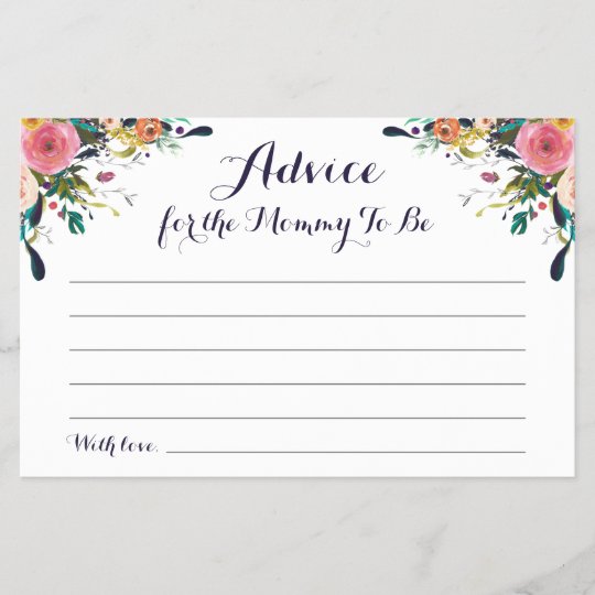 Colourful Flower Baby Shower Advice For Mum Cards Zazzle Com Au