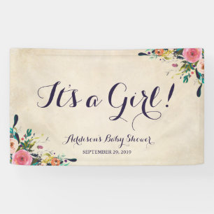 Colourful Flower Baby Shower Banner Large