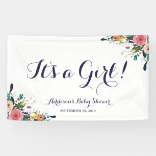 Colourful Flower Baby Shower Banner Large