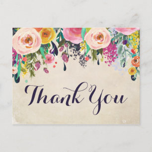 Colourful Flower Baby Shower Thank You Postcard