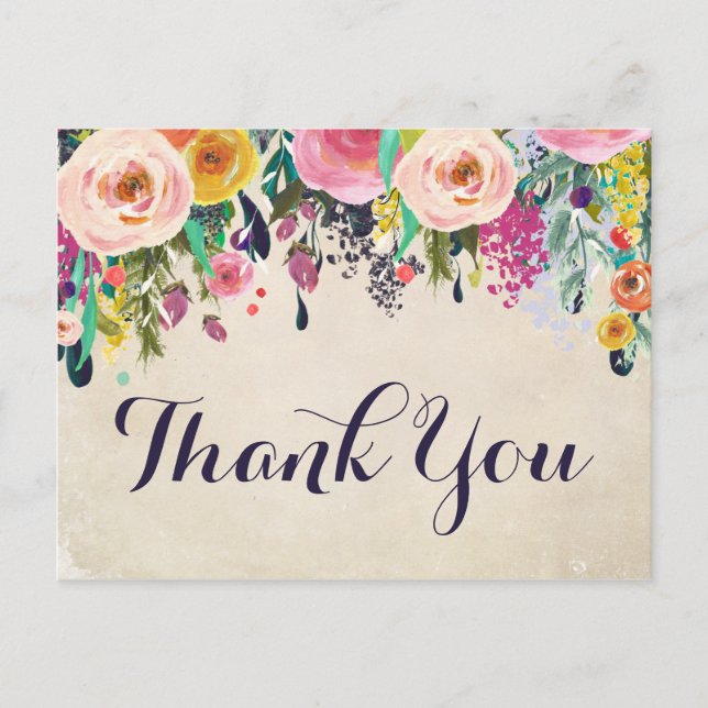 Colourful Flower Baby Shower Thank You Postcard (Front)