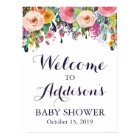 Colourful Flower Baby Shower Welcome Sign Poster