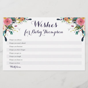 Colourful Flower Baby Shower Wishes for Baby Cards