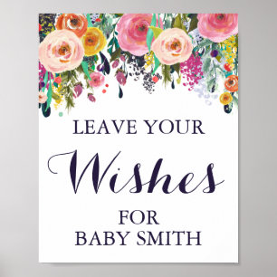 Colourful Flower Baby Shower Wishes for Baby Sign