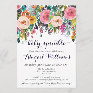 Colourful Flower Baby Sprinkle Invitations Cards