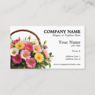 Colourful Flower Basket Florist Floral Designer  Business Card