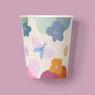 Colourful Flower Birthday Dopamine Paper Cups