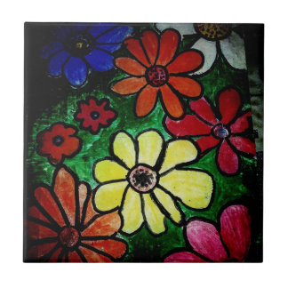 colourful flower bloom  ceramic tile