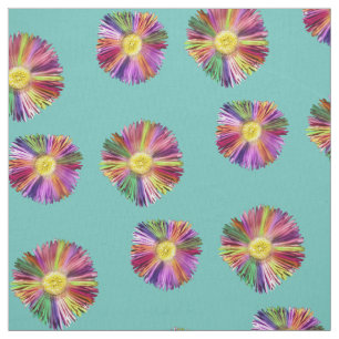 Colourful Flower Boho Floral Chic Teal Blue Fabric