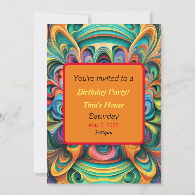 Colourful Flower Boho  Invitation (Back)