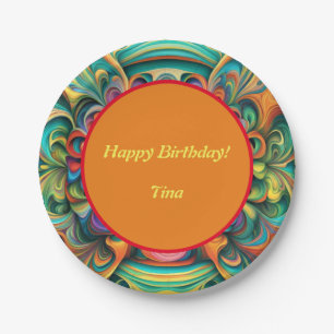 Colourful Flower Boho Paper Plate