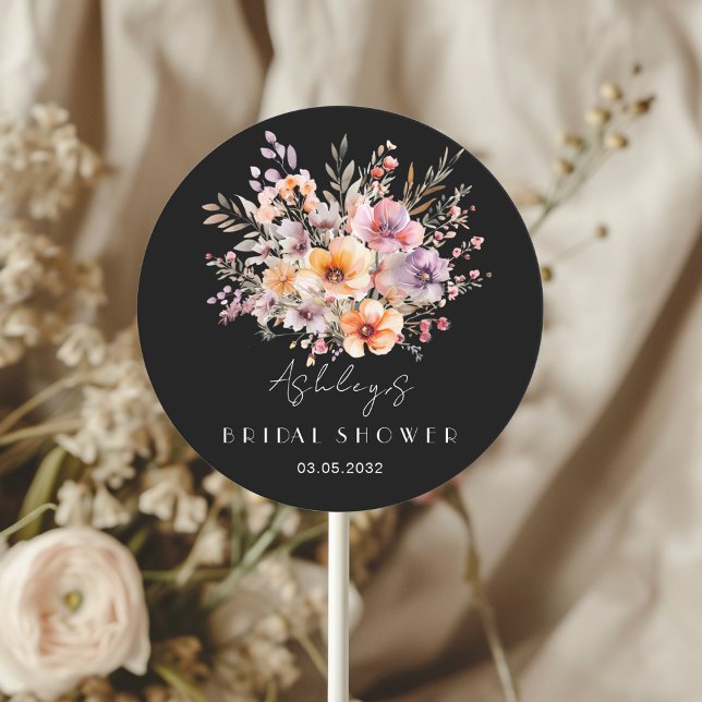 Colourful, Flower Bouquet Bridal Shower  Classic Round Sticker (Creator Uploaded)
