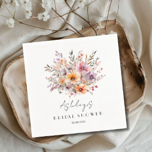 Colourful, Flower Bouquet Bridal Shower  Napkin
