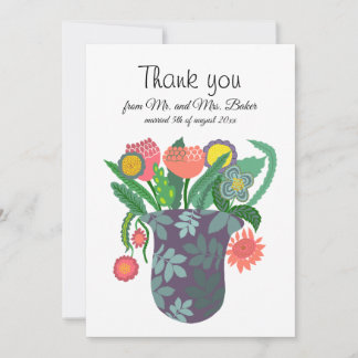 Colourful flower bouquet design thank you card