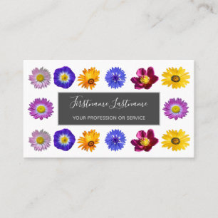 Colourful flower bouquet elegant blossoms business card