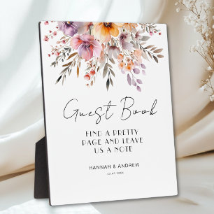 Colourful, Flower Bouquet GUEST BOOK Plaque