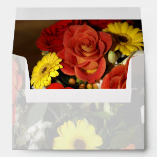 Colourful Flower Bouquet Inside and Outside Envelope