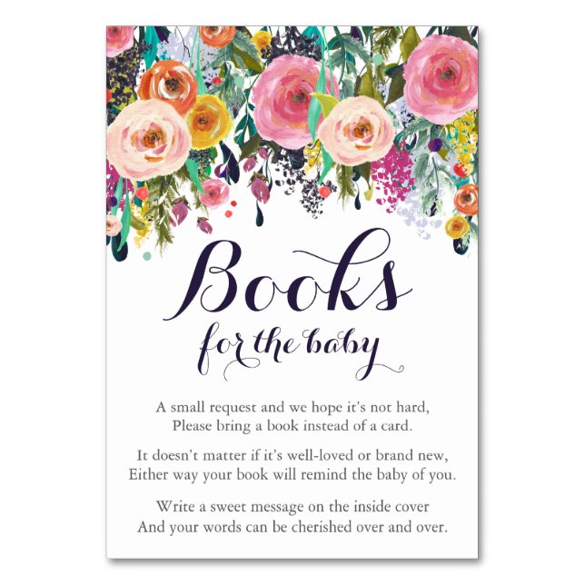 Colourful Flower Bring a Book Cards Inserts (Front)