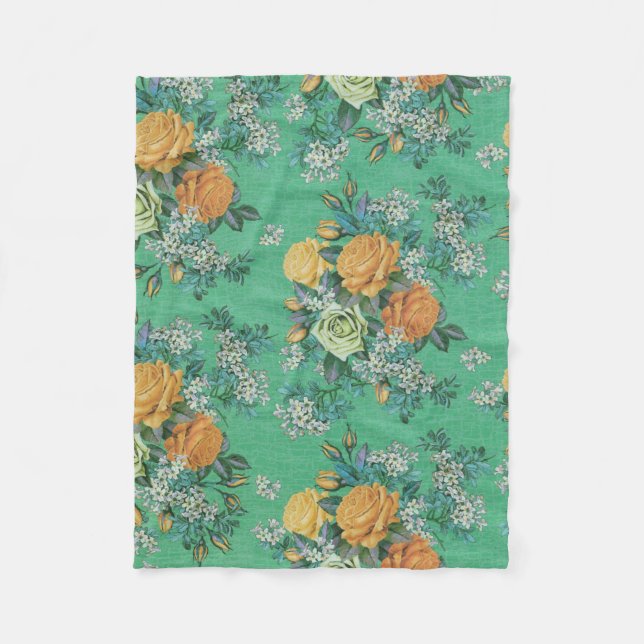colourful flower decorative fleece blanket (Front)