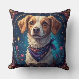 Colourful Flower Dog Lover Gift Cushion