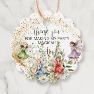 Colourful Flower Fairies Glitter Script Thank You Favour Tags