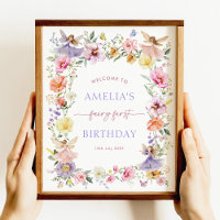 Colourful Flower Fairy First 1st Birthday Welcome
