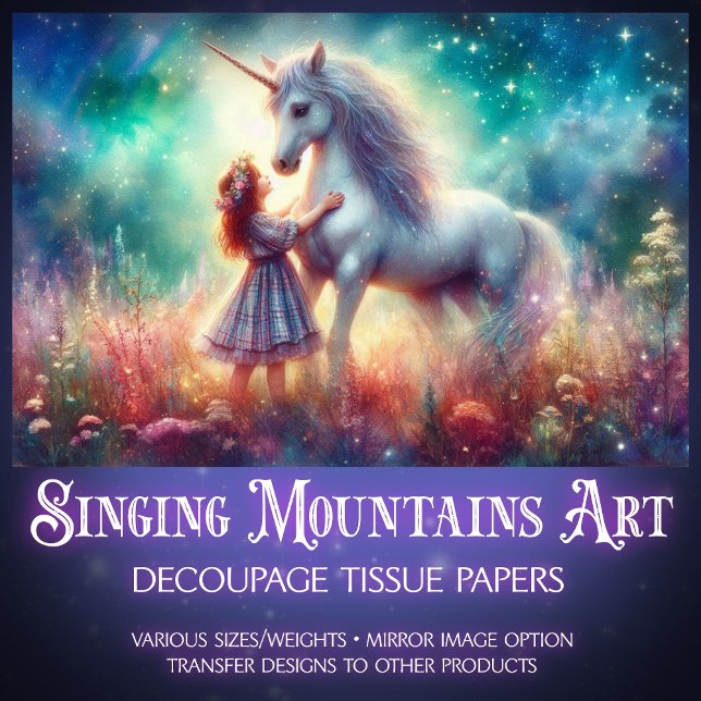 Colourful Flower Forest Unicorn Magic Decoupage  Tissue Paper (Creator Uploaded)