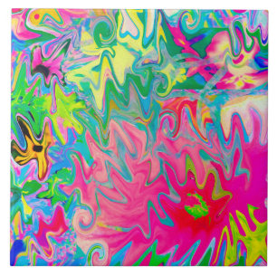 Colourful Flower Garden Abstract Collage Ceramic Tile