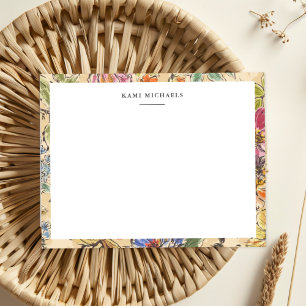 Colourful Flower Garden Border Vintage Pattern Card