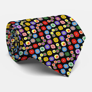 Colourful Flower Garden Pattern Tie