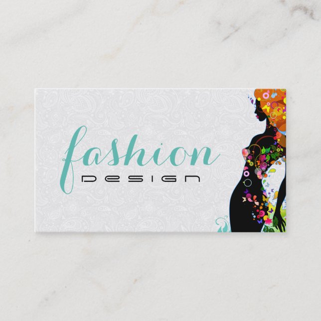 Colourful Flower Girl Fashion Designer 2 Business Card (Front)