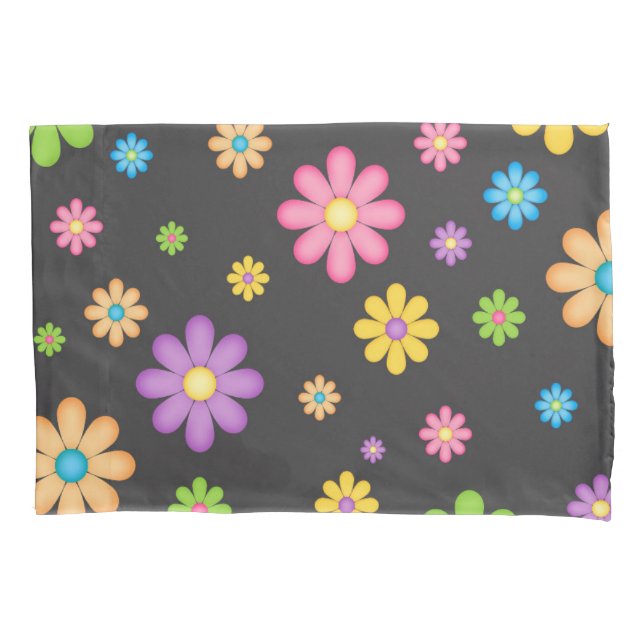 Colourful Flower Girl Power Hippie Pillowcase (Front)