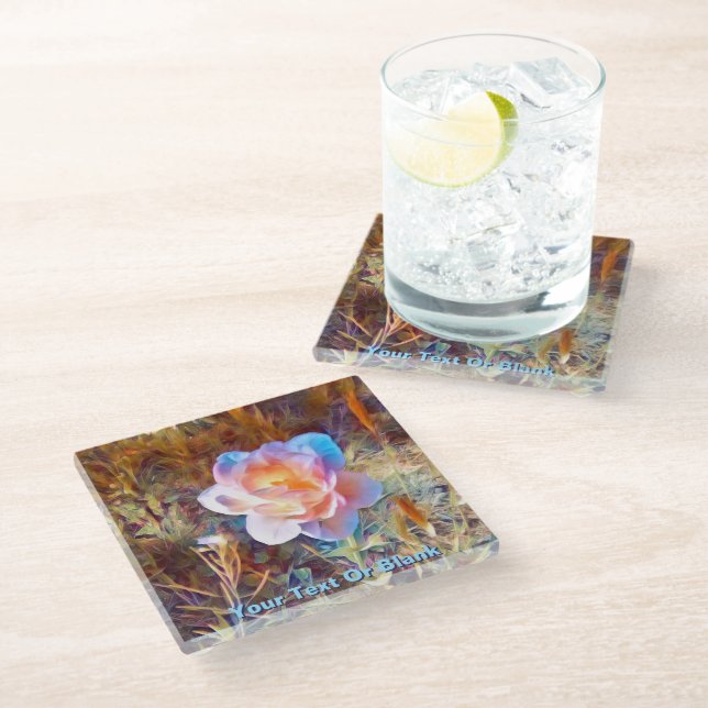Colourful Flower Glass Coaster (Angled)