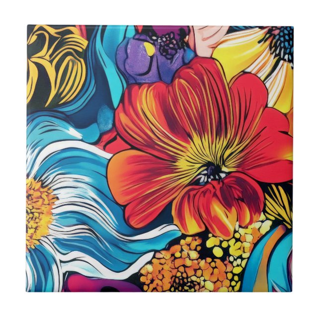 Colourful Flower iPhone Case Ceramic Tile (Front)