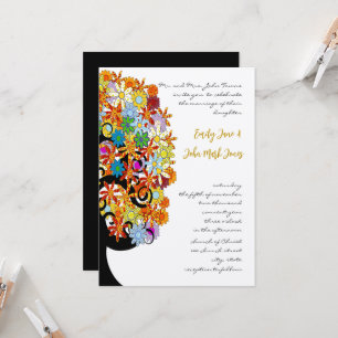 Colourful Flower Love Tree Wedding Invitation