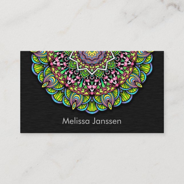 Colourful Flower -Mandala- Business Card (Front)