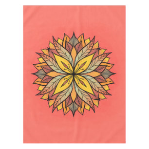 Colourful Flower Mandala Fun Abstract Kaleidoscopi Tablecloth