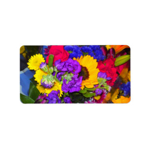 Colourful Flower Mix label