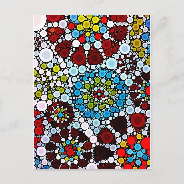 Colourful Flower Mosaic Circles Bubbles Design Postcard (Front)