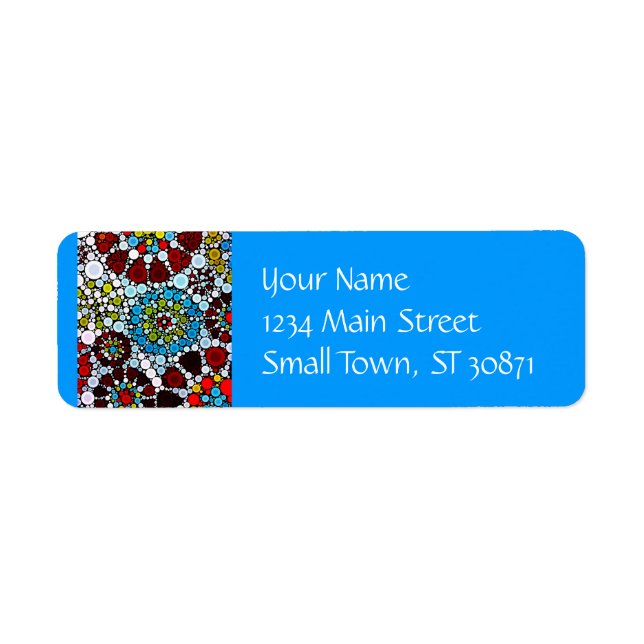 Colourful Flower Mosaic Circles Bubbles Design Return Address Label (Front)