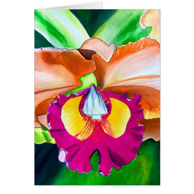 Colourful flower orchid watercolor art (Front)