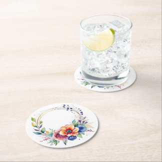Colourful Flower Paper Coaster