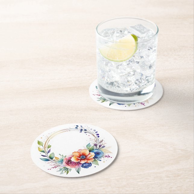 Colourful Flower Paper Coaster (Insitu)